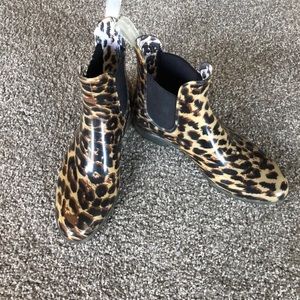 J. Crew Leopard Print Chelsea Rain Bootie